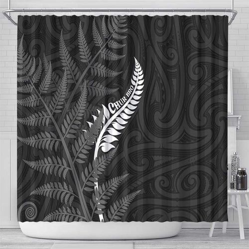 New Zealand Chur Bro Shower Curtain Maori Koru With Silver Fern