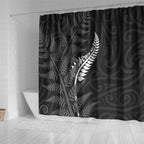 New Zealand Chur Bro Shower Curtain Maori Koru With Silver Fern