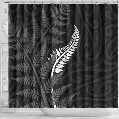 New Zealand Chur Bro Shower Curtain Maori Koru With Silver Fern