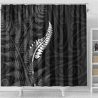 New Zealand Chur Bro Shower Curtain Maori Koru With Silver Fern