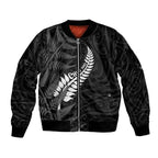 Personalised New Zealand Chur Bro Sleeve Zip Bomber Jacket Maori Koru With Silver Fern