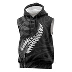Personalised New Zealand Chur Bro Sleeveless Hoodie Maori Koru With Silver Fern