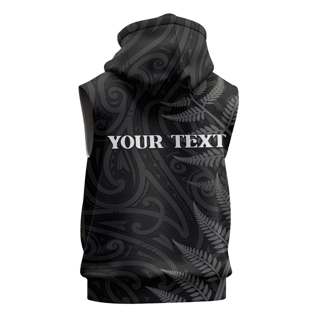Personalised New Zealand Chur Bro Sleeveless Hoodie Maori Koru With Silver Fern