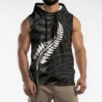 Personalised New Zealand Chur Bro Sleeveless Hoodie Maori Koru With Silver Fern