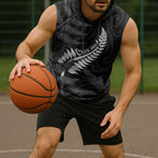 Personalised New Zealand Chur Bro Sleeveless Hoodie Maori Koru With Silver Fern