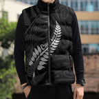 Personalised New Zealand Chur Bro Sleeveless Puffer Jacket Maori Koru With Silver Fern