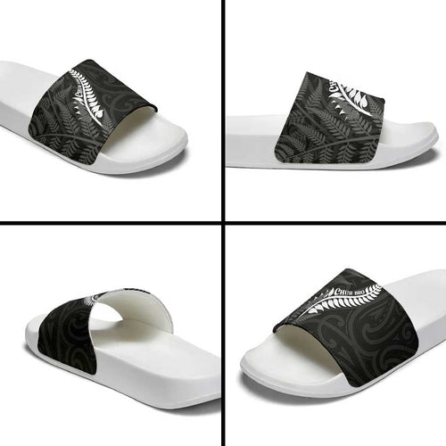 New Zealand Chur Bro Slide Sandals Maori Koru With Silver Fern