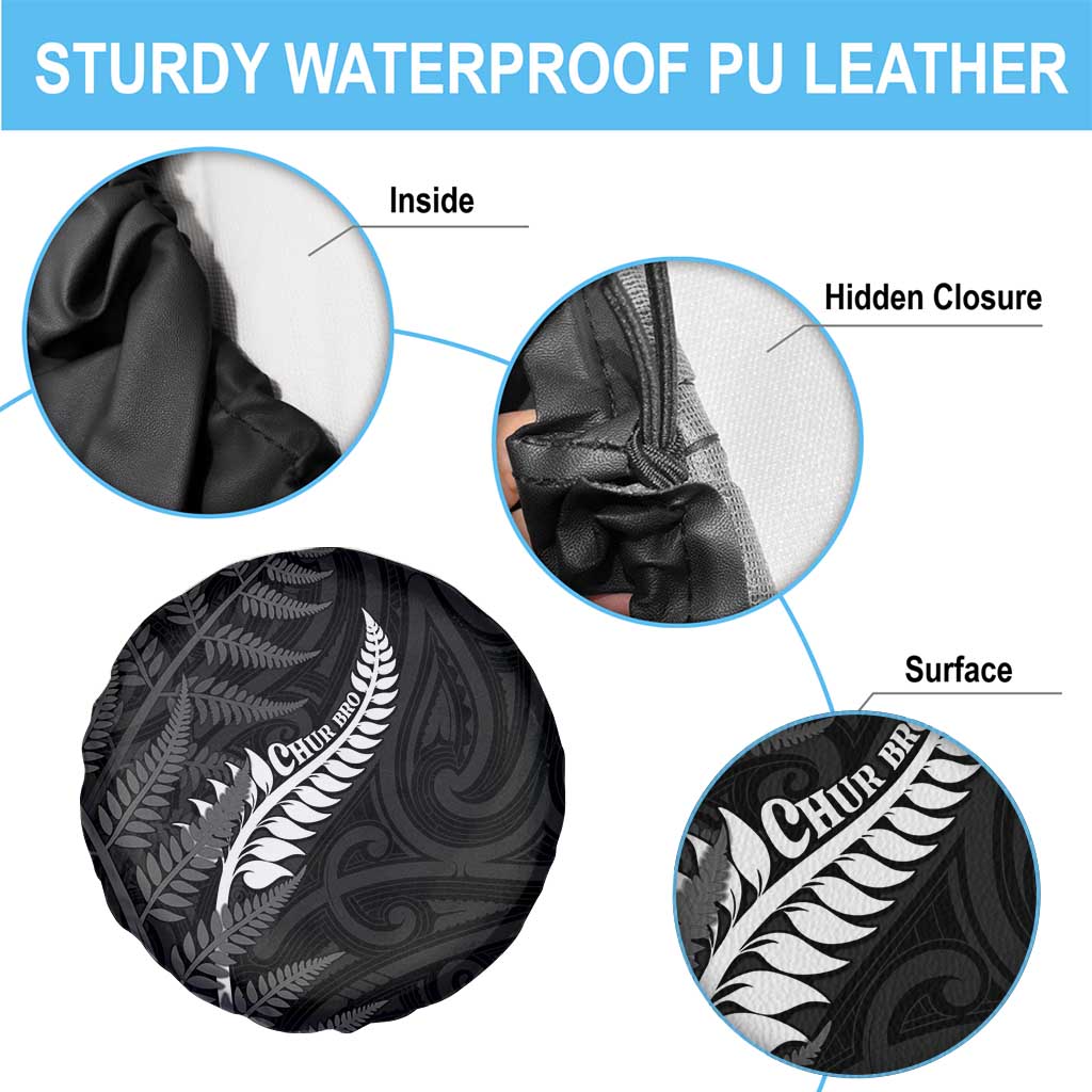 New Zealand Chur Bro Spare Tire Cover Maori Koru With Silver Fern