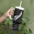 Personalised New Zealand Chur Bro Tumbler With Handle Maori Koru With Silver Fern