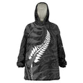 Personalised New Zealand Chur Bro Wearable Blanket Hoodie Maori Koru With Silver Fern