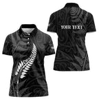 Personalised New Zealand Chur Bro Women Polo Shirt Maori Koru With Silver Fern