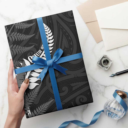 New Zealand Chur Bro Wrapping Paper Maori Koru With Silver Fern