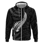 Personalised New Zealand Chur Bro Zip Hoodie Maori Koru With Silver Fern