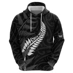 Personalised New Zealand Chur Bro Zip Hoodie Maori Koru With Silver Fern