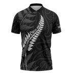 Personalised New Zealand Chur Bro Zipper Polo Shirt Maori Koru With Silver Fern