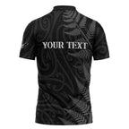 Personalised New Zealand Chur Bro Zipper Polo Shirt Maori Koru With Silver Fern