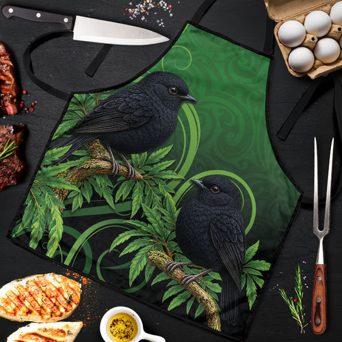New Zealand Black Robin Apron Karure Maori Koru Art Tattoo