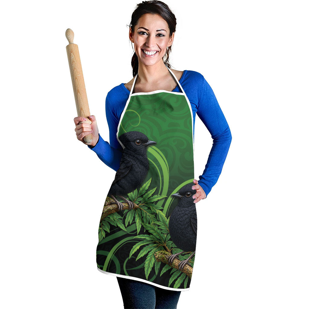 New Zealand Black Robin Apron Karure Maori Koru Art Tattoo