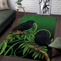 New Zealand Black Robin Area Rug Karure Maori Koru Art Tattoo