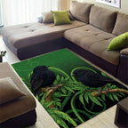 New Zealand Black Robin Area Rug Karure Maori Koru Art Tattoo