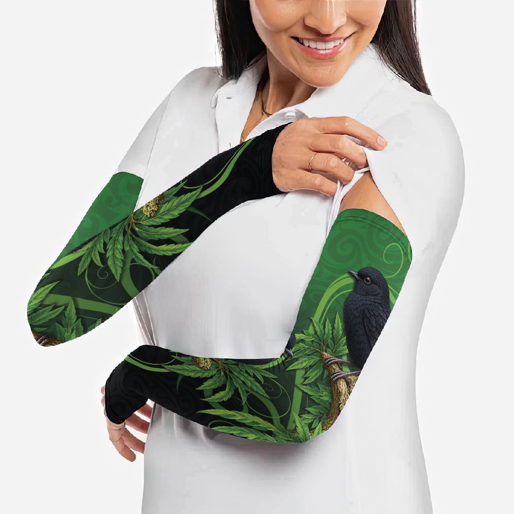 New Zealand Black Robin Arm Sleeves Karure Maori Koru Art Tattoo
