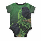 New Zealand Black Robin Baby Onesie Karure Maori Koru Art Tattoo