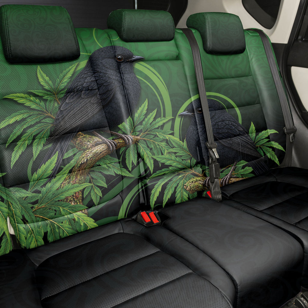 New Zealand Black Robin Back Car Seat Cover Karure Maori Koru Art Tattoo