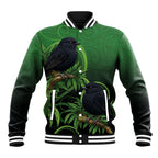 New Zealand Black Robin Baseball Jacket Karure Maori Koru Art Tattoo
