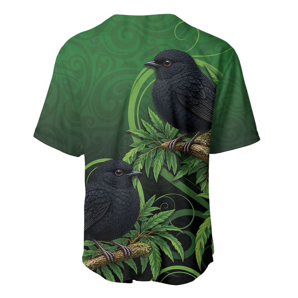 New Zealand Black Robin Baseball Jersey Karure Maori Koru Art Tattoo