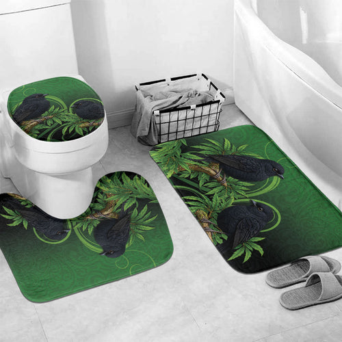 New Zealand Black Robin Bathroom Set Karure Maori Koru Art Tattoo
