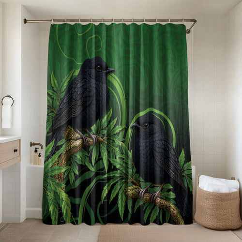 New Zealand Black Robin Bathroom Set Karure Maori Koru Art Tattoo