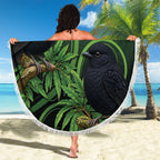 New Zealand Black Robin Beach Blanket Karure Maori Koru Art Tattoo