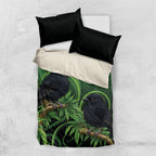 New Zealand Black Robin Bedding Set Karure Maori Koru Art Tattoo