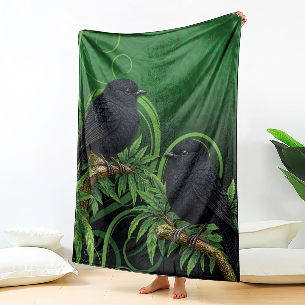 New Zealand Black Robin Blanket Karure Maori Koru Art Tattoo