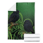 New Zealand Black Robin Blanket Karure Maori Koru Art Tattoo