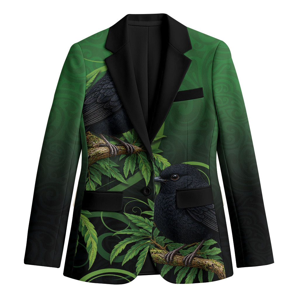 New Zealand Black Robin Blazer Karure Maori Koru Art Tattoo