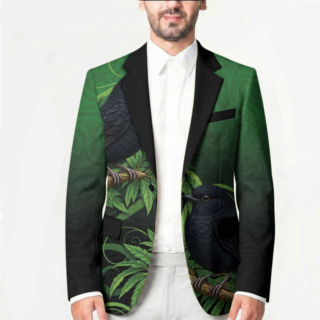 New Zealand Black Robin Blazer Karure Maori Koru Art Tattoo