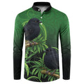 New Zealand Black Robin Button Sweatshirt Karure Maori Koru Art Tattoo