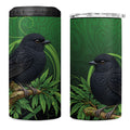 New Zealand Black Robin 4 in 1 Can Cooler Tumbler Karure Maori Koru Art Tattoo
