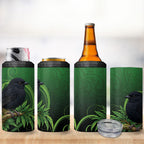 New Zealand Black Robin 4 in 1 Can Cooler Tumbler Karure Maori Koru Art Tattoo