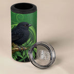 New Zealand Black Robin 4 in 1 Can Cooler Tumbler Karure Maori Koru Art Tattoo