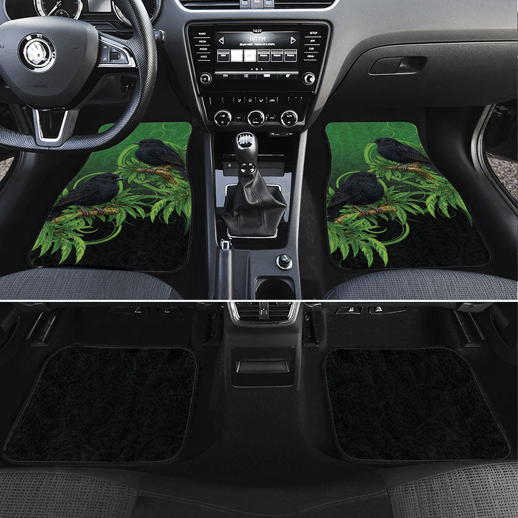 New Zealand Black Robin Car Mats Karure Maori Koru Art Tattoo