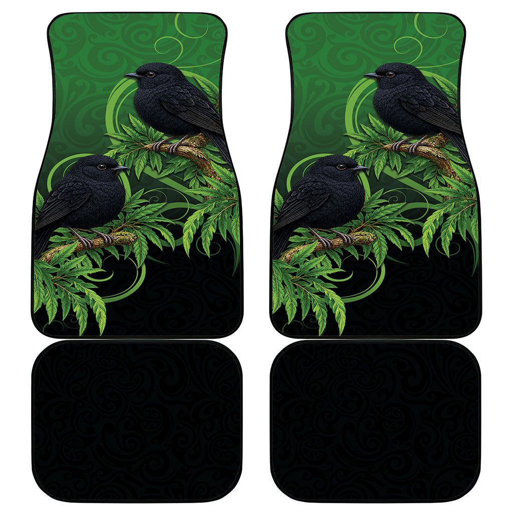 New Zealand Black Robin Car Mats Karure Maori Koru Art Tattoo