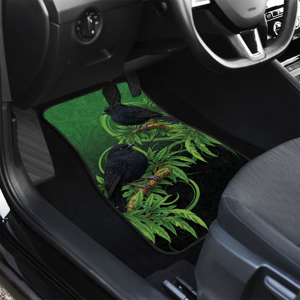 New Zealand Black Robin Car Mats Karure Maori Koru Art Tattoo