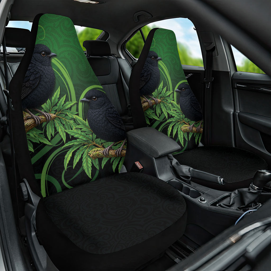 New Zealand Black Robin Car Seat Cover Karure Maori Koru Art Tattoo