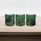 New Zealand Black Robin Ceramic Mug Karure Maori Koru Art Tattoo