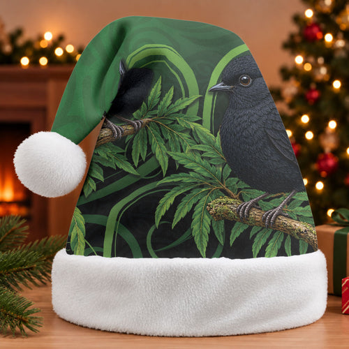 New Zealand Black Robin Christmas Santa Hat Karure Maori Koru Art Tattoo