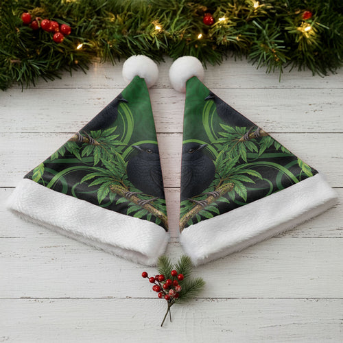 New Zealand Black Robin Christmas Santa Hat Karure Maori Koru Art Tattoo
