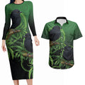 New Zealand Black Robin Couples Matching Long Sleeve Bodycon Dress and Hawaiian Shirt Karure Maori Koru Art Tattoo