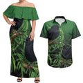 New Zealand Black Robin Couples Matching Off Shoulder Maxi Dress and Hawaiian Shirt Karure Maori Koru Art Tattoo